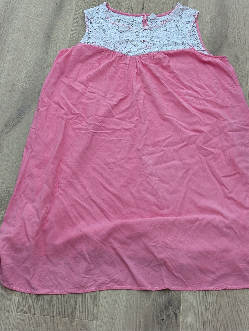 Pink Lace-Trim Midi A-line Dress